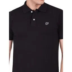 Sam and Jack Men Black Solid Polo Collar Cotton T-shirt image 4