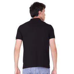 Sam and Jack Men Black Solid Polo Collar Cotton T-shirt image 5