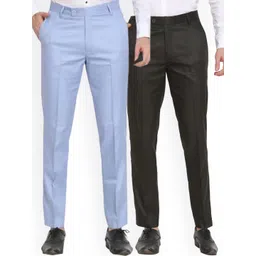 Sam and Jack Men Blue & Black  Pack of 2 Smart Chambray Trousers-picture-30