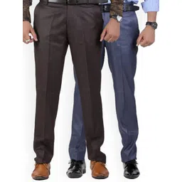 Sam and Jack Men Blue & Brown  Pack of 2 Smart Chambray Trousers-picture-31