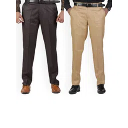 Sam and Jack Men Brown & Beige  Pack of 2 Smart Chambray Trousers-picture-22