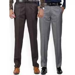 Sam and Jack Men Brown & Grey  Pack of 2 Smart Chambray Trousers-image-14