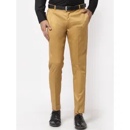 Sam and Jack Men Gold-Toned Smart Skinny Fit Chambray Trousers-picture-25