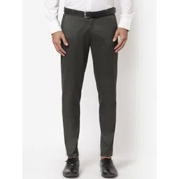 Sam and Jack Men Green Smart Skinny Fit Chambray Trousers-picture-13