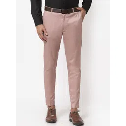 Sam and Jack Men Rose Gold Smart Skinny Fit Chambray Trousers-picture-12