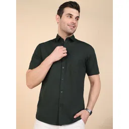 Sam and Jack Men Smart Slim Fit Solid Spread Collar Cotton Casual Shirt-picture-33