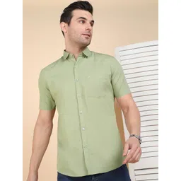 Sam and Jack Men Smart Slim Fit Solid Spread Collar Cotton Casual Shirt-picture-36