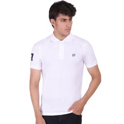 Sam and Jack Men White Polo Collar Applique Regular Fit T-shirt-image-39