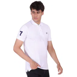Sam and Jack Men White Polo Collar Applique Regular Fit T-shirt image 5