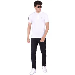 Sam and Jack Men White Polo Collar Applique Regular Fit T-shirt image 2