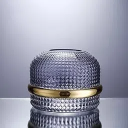 Samara Home Blue Ringed Glass Vase for Home Decor (Small) | Beautiful Decoration for Living Room Centre Table | Decorative Tall Vases for Flowers & Plants-picture-33