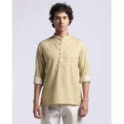 samav Men Geometric Print Slim Fit Short Kurta-picture-15