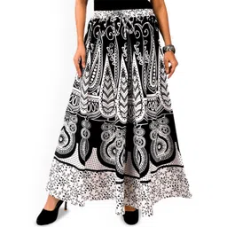SAMJHI Paisley Printed Pure Cotton Mid Rise Maxi Skirts-picture-33
