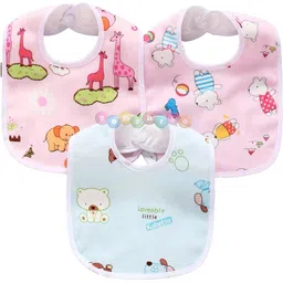 sample Baby Button Bibs Pack of 3 Soft Cotton Waterproof Feeding Bib Set for Infants-picture-22