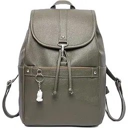 SAMS Cute Female Student Waterproof College Backpack Girls Daily Uses Bags Casual PU Leather And Trending Office Bags. (MEHENDI)-picture-54