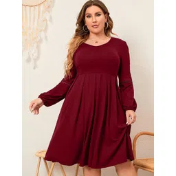 Samsara Couture Fit & Flare Round Neck Knee Length Plus Size Dress-picture-14