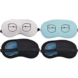 Samtrish (PACK OF 2 PIECE) Printed Cotton Sleep Eye Mask For Side Sleeper Men Women, Zero Eye Pressure Sleeping Mask, (white and blue).- (Free Ear Plugs).-picture-29