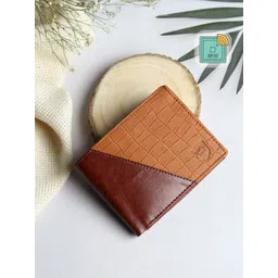 SAMTROH Men Tan & Maroon Colourblocked PU Two Fold Wallet-image-36