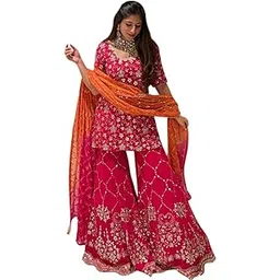 samuya Designer Heavy Georgette Embroidered Sharara Set with Dupatta | Sequence Work | Fully Stitched Ready-to-Wear-picture-40