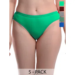 samvar New stylish Maroon,Blue,Grey,Green,Blue Cotton Hipster Multicolor Panties Pack of 5-picture-29