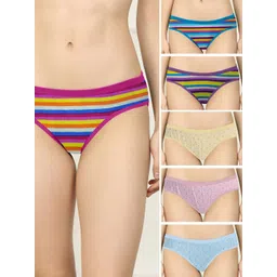 samvar New stylish Pink,Green,Purple,Blue,Pink,Yellow Cotton Silk Hipster Multicolor Panties Pack of 6-picture-34