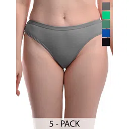 Samvar Pack Of 5 Cotton Hipster Briefs C-PL-Panty_L-B,Gr,G,B,Bl_XS-picture-23