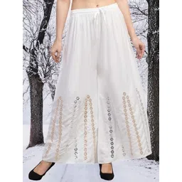 san diego Women Relaxed White Viscose Rayon Trousers-picture-13