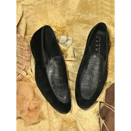 San Frissco Men Black Solid Leather Formal Loafers-picture-17