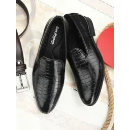 San Frissco Men Black Solid Synthetic Leather Formal Loafers-picture-13
