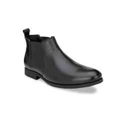 San Frissco Men Black Solid Synthetic Mid-Top Chelsea Boots-picture-25