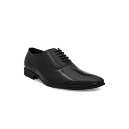 San Frissco Men Black Textured Formal Oxfords-picture-32