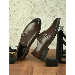 San Frissco Men Brown Formal Slip-On Monk Shoes-picture-35