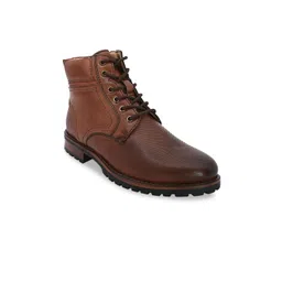 San Frissco Men Brown Textured Leather Flat Boots-picture-21
