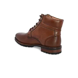 San Frissco Men Brown Textured Leather Flat Boots image 2