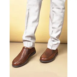 San Frissco Men Leather Round Toe Formal Slip-Ons image 1