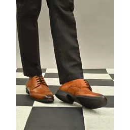 San Frissco Men Tan-Brown Solid Leather Formal Brogues-picture-18