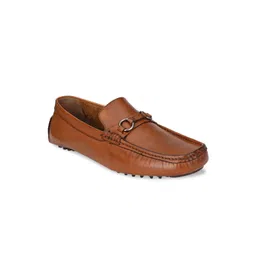 San Frissco Men Tan Brown Solid Leather Formal Slip-On Shoes-picture-20