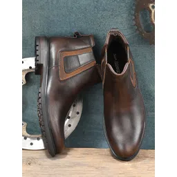 San Frissco Men Tan Mid-Top Chelsea Boots-picture-17