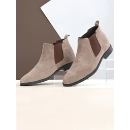 San Frissco Men Tan Solid Chelsea Boots-picture-34