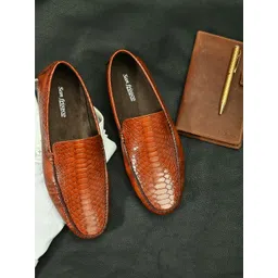 San Frissco Men Tan Textured Casual Loafers-picture-29