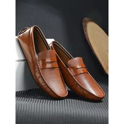 San Frissco Men Tan Textured Driving Shoes-picture-17