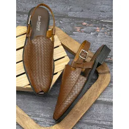 San Frissco Men Tan Woven Design Loafers-picture-24