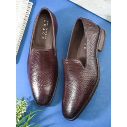 San Frissco Men Textured Leather Slip-On Loafers-image-13