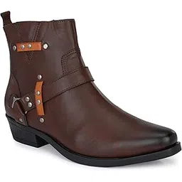 san frissco Men's Boots Casual Top Ankle Studded High Heel Chelsea Shoes without Lace| Soft Cushioned Footbed with TPR sole| Classic, Durable, Comfortable for Outdoor & Party-picture-55