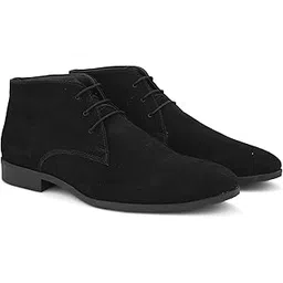san frissco Men's Boots With High Top Lace Up Chukka Boot | Lightweight TPR Sole With Synthetic Leather | Comfortable Shoes for Office, Outings, Travel and Daily Use - 11 (Black) SFL 11786-picture-17