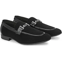 san frissco Men's Formal Loafers Leatherette Trending Shoes with Buckle,Semi Casual Cushioned Footbed Formal Moccasin for Office, Party Slip-On Loafers, Lightweight & Comfortable-picture-16