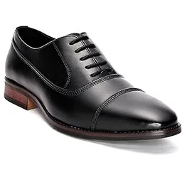 san frissco Men's Handcrafted Formal Shoes with TPR Sole/Solid Comfortable Cushioned Footbed Shoes for Office, Party and Wedding/Lightweight and Comfortable Oxford Lace Up Shoe - 6 (Black)-picture-34