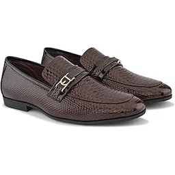 san frissco Men’s Horsebit Loafer with Slip-On Moccasins Shoes | Lightweight TPR Sole with Cushioned Footbed | Comfortable & Stylish Footwear for Casual & Office Wear - 6 (Cherry) AK 5108-picture-11
