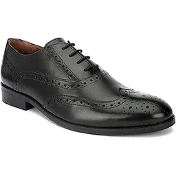 san frissco Men's Lace-up Brogue Formal Shoes with Cushioned Insole | Classic Genuine Leather Comfortable for Formal Occasions, Office Wear, and Business Meetings with TPR Sole-picture-37