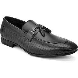 san frissco Men's Loafers Faux Leather Tassel Penny Formal Office Wear Shoes/Semi Formal Shoe for Party, Wedding Slip-On Loafer/Solid Stylish Lightweight and Comfortable Shoe - 8 (Black)-picture-20